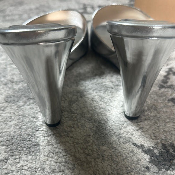 Wandler Silver Wedge Sandals with Crossover Straps - Picture 5 of 6